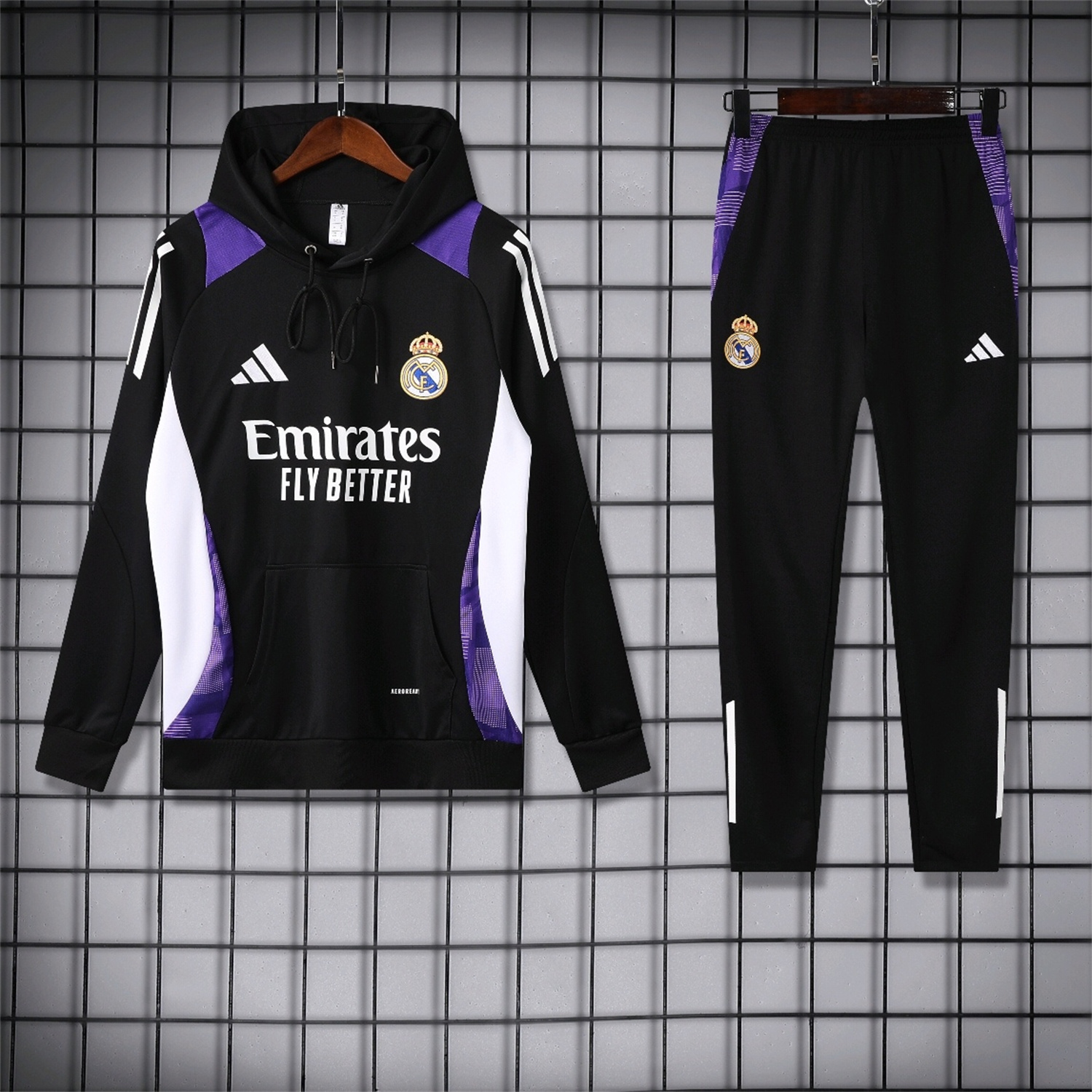 SIUjerseys-Real Madrid 24-25 Training Hoodie Set - Black Hoodie and Black Pants