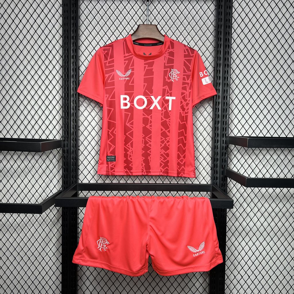 SIUjerseys-Glasgow Rangers 24-25 Red Goalkeeper Kids Kit