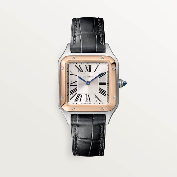 Santos-Dumont watch small fine steel color - rose K gold quartz
