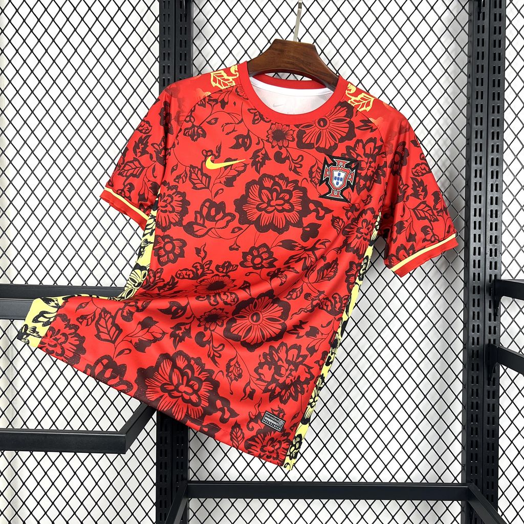 SIUjerseys-Portugal 2024-25 Red Flower Special Edition Jersey - Fans Version