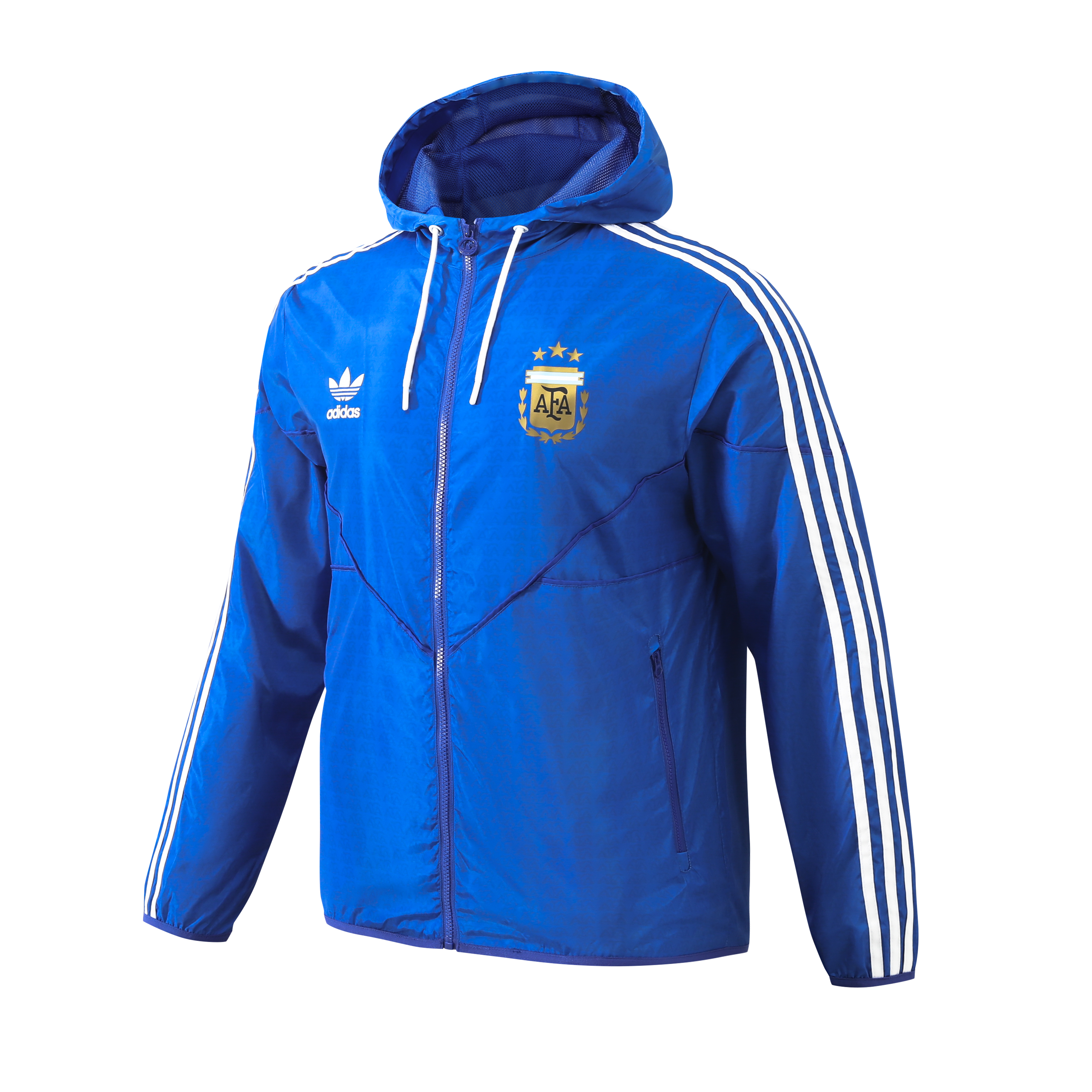 SIUjerseys-Argentine 2024 Vintage Style Blue Hooded Windbreaker - Player Version