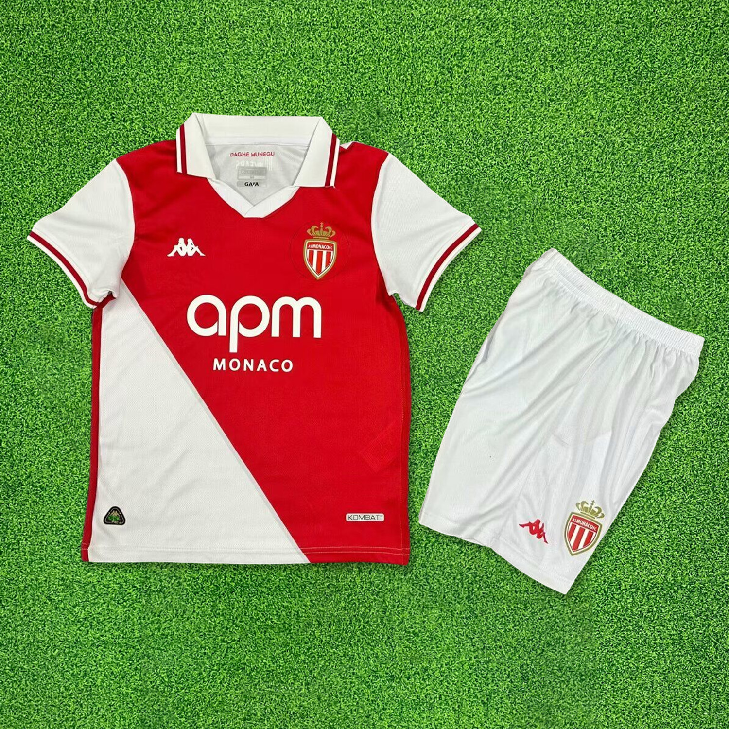 SIUjerseys-AS Monaco 24-25 Home Kids Kit
