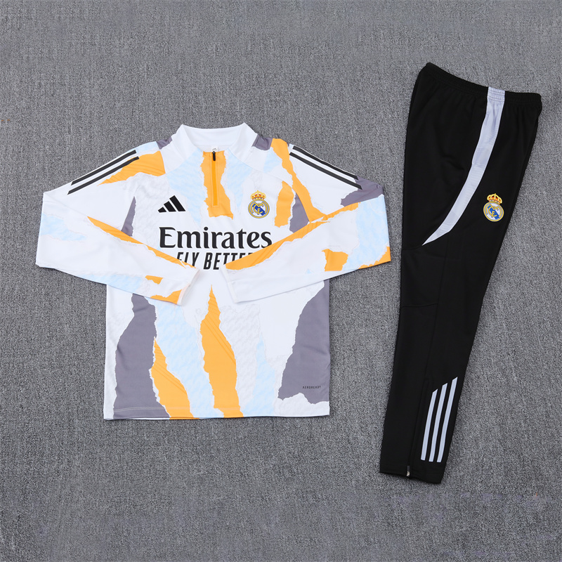 SIUjerseys-Real Madrid 2025 Kids Long Sleeve Training Set - Three Color Mixing