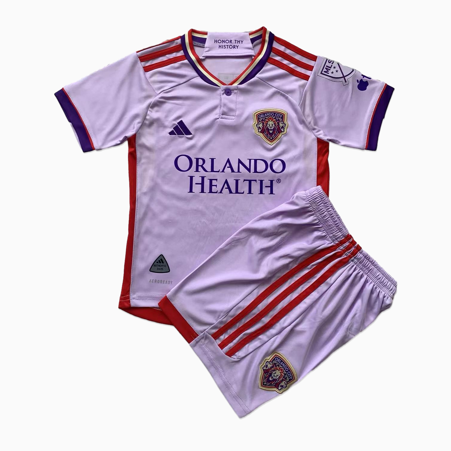 SIUjerseys-Orlando City 2024 Away Stadium Kids Kit