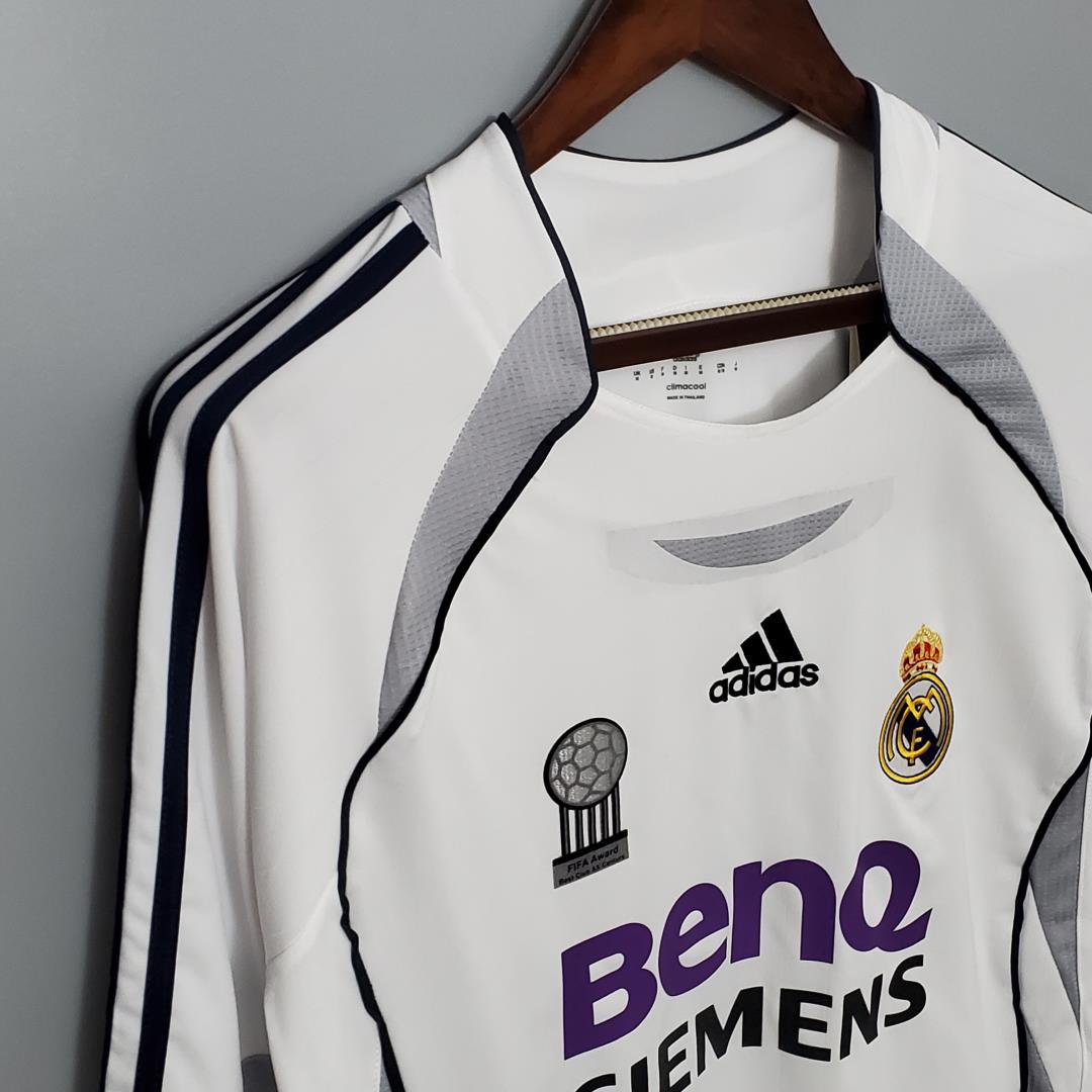 SIUjerseys-Retro Real Madrid 06-07 Home Long Sleeve Jersey