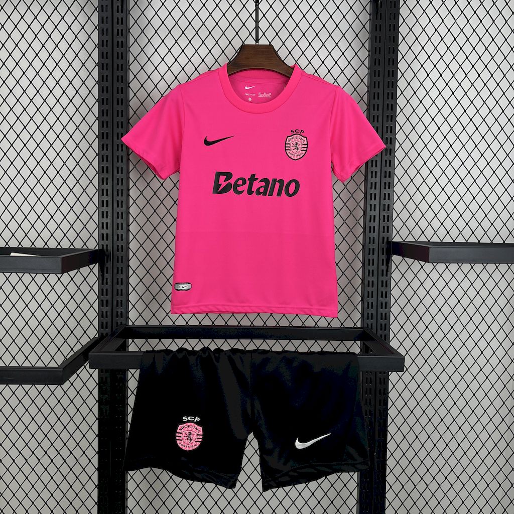 Higojerseys-Sporting CP Portugal 24-25 Pink October Kids Kit