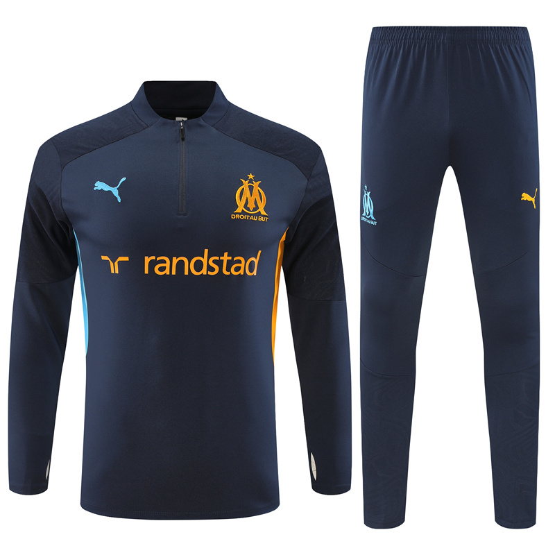 SIUjerseys-Marseille 24-25 Kids Long Sleeve Training Set - Royal Blue