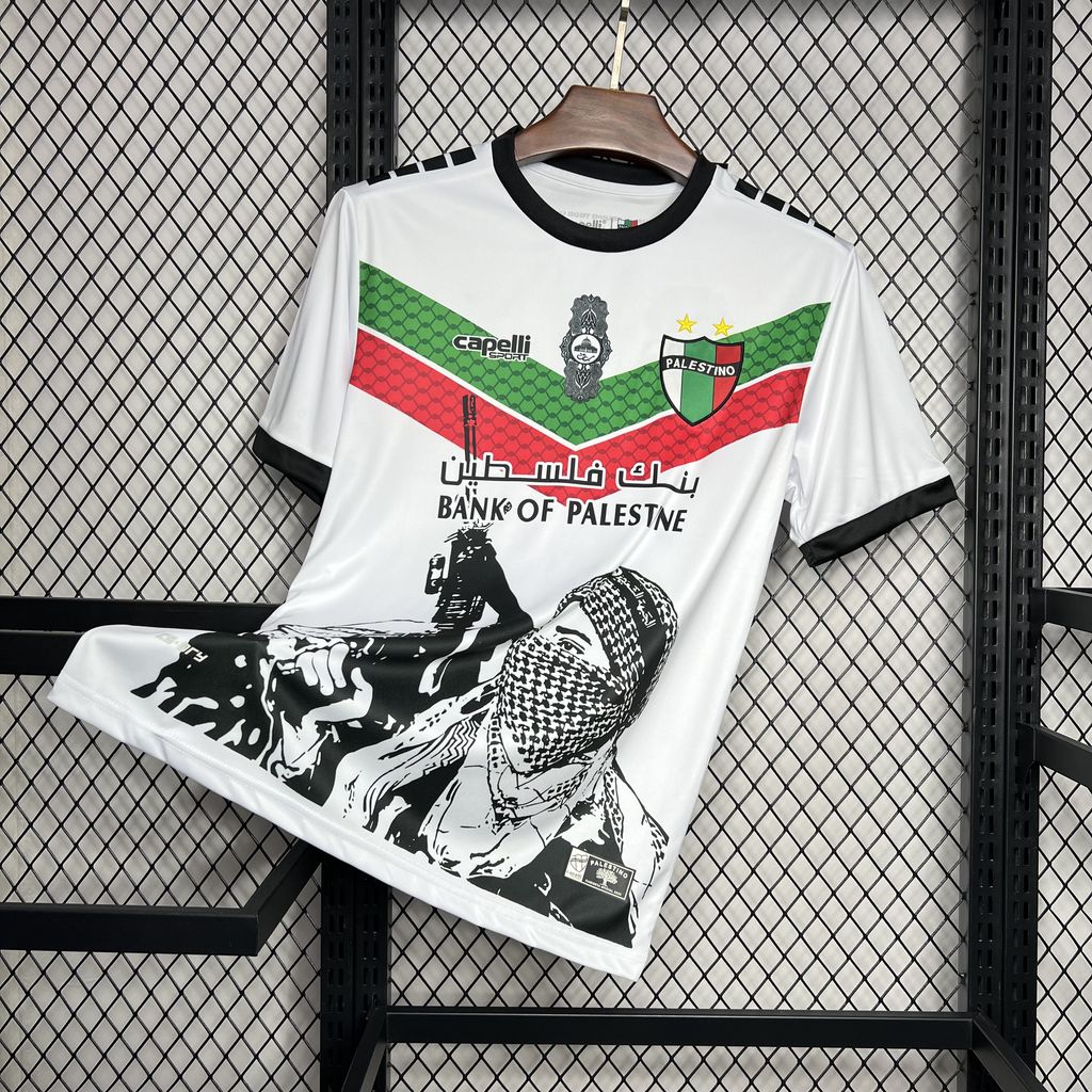 unitedfutballjersey-Club Deportivo Palestino 24-25 White Graffiti Jersey - Fans Version