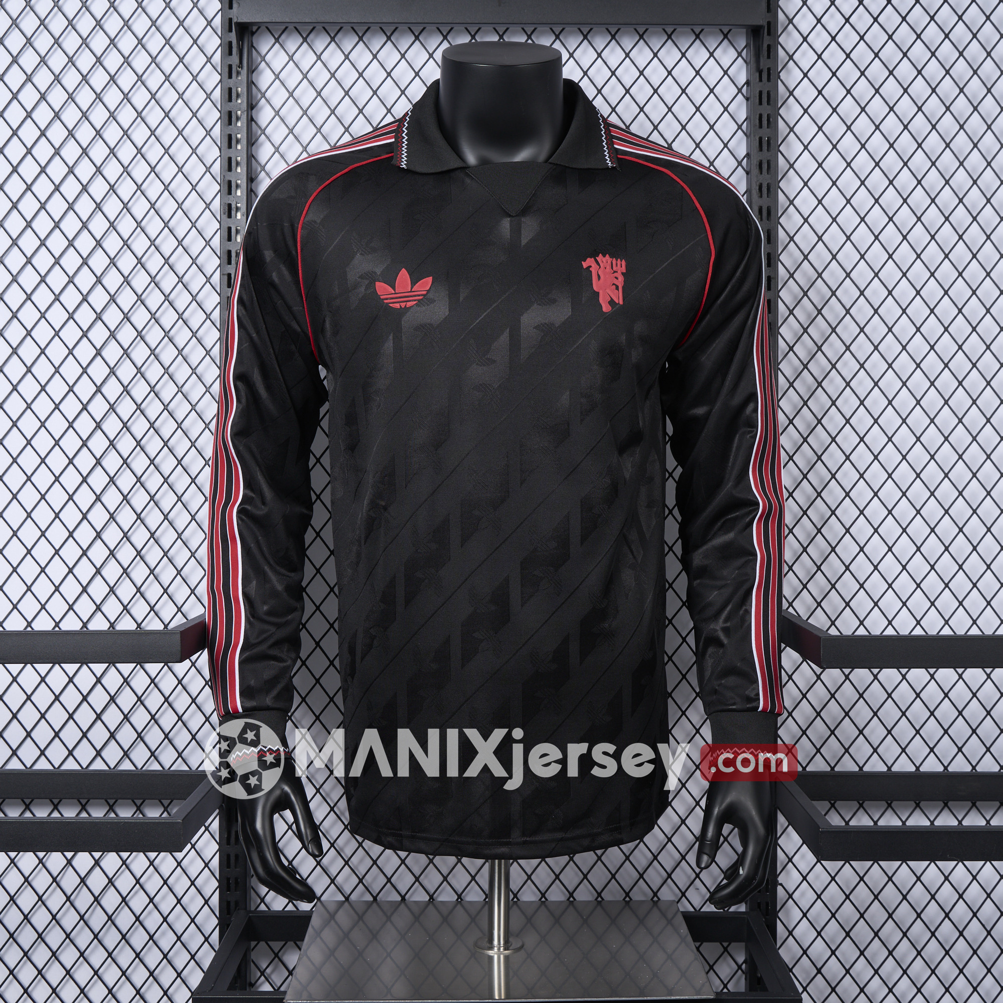 ManixJersey.com | Manchester United 24-25 Originals LFSTLR Long Sleeve Black Jersey - Player Version -Customize Name, Number and Patch | Worldwide Shipping
