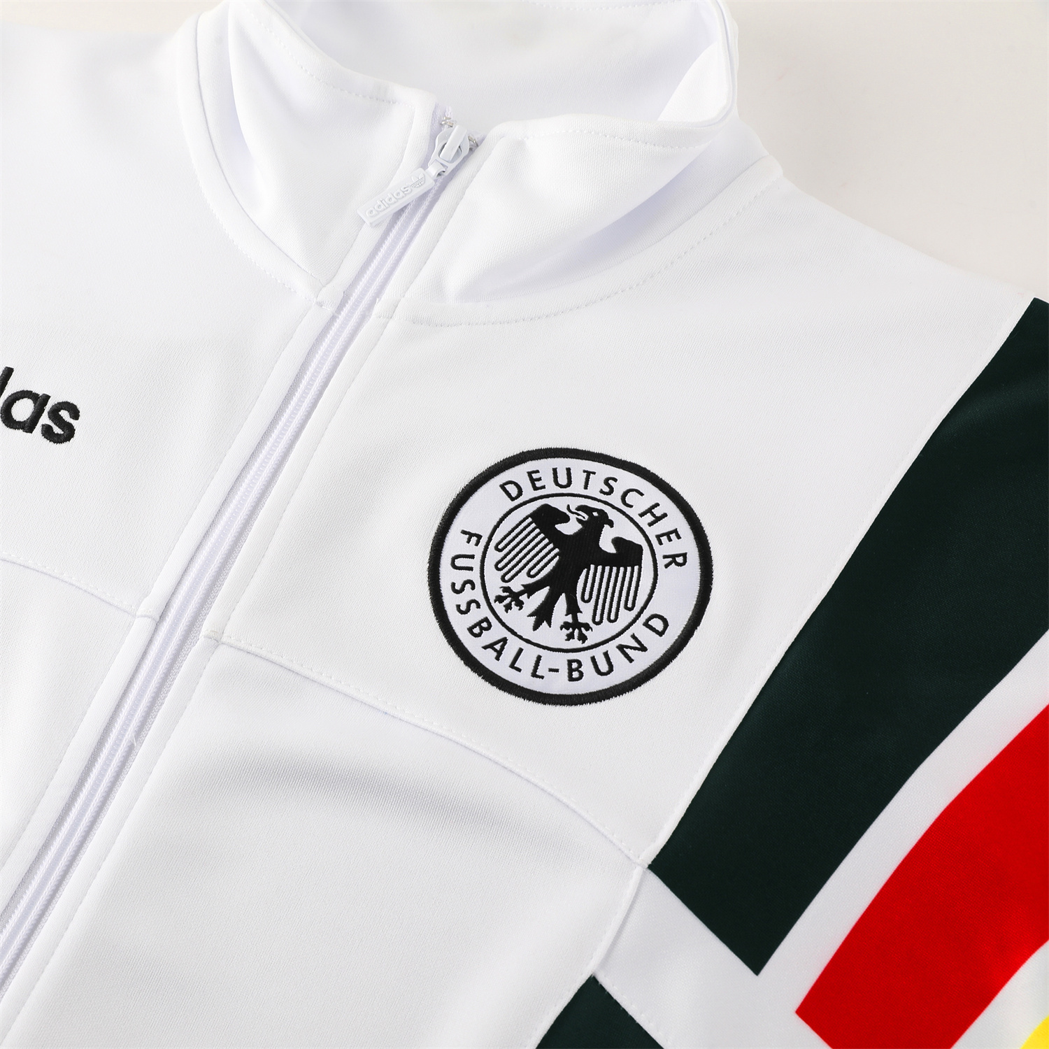 unitedfutballjersey-Germany 2024 Jacket Training Tracksuit - White With Yellow, Red And Black Stripe