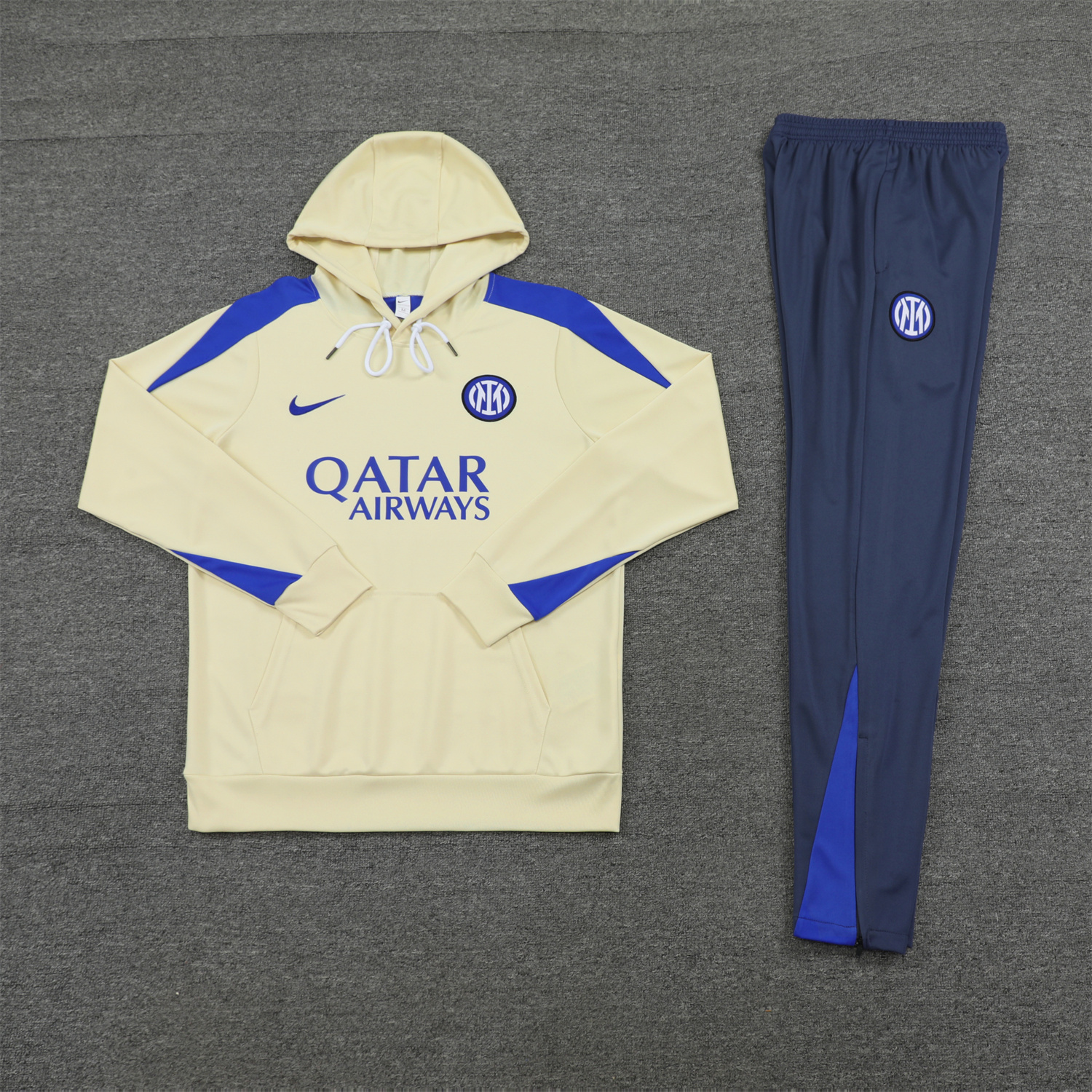 SIUjerseys-Inter Milan 24-25 Training Hoodie Set - Yellow Hoodie and Blue - Gray Pants