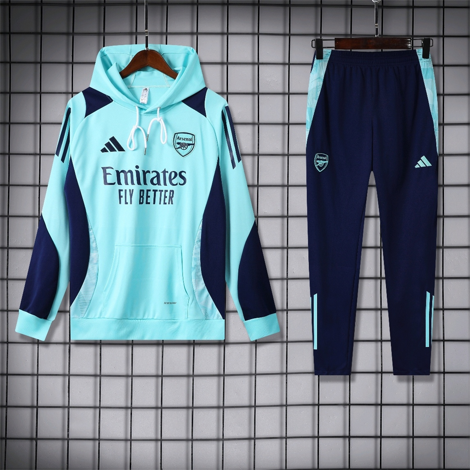 SIUjerseys-Arsenal 24-25 Training Hoodie Set - Cyan Hoodie and Deep Blue Pants