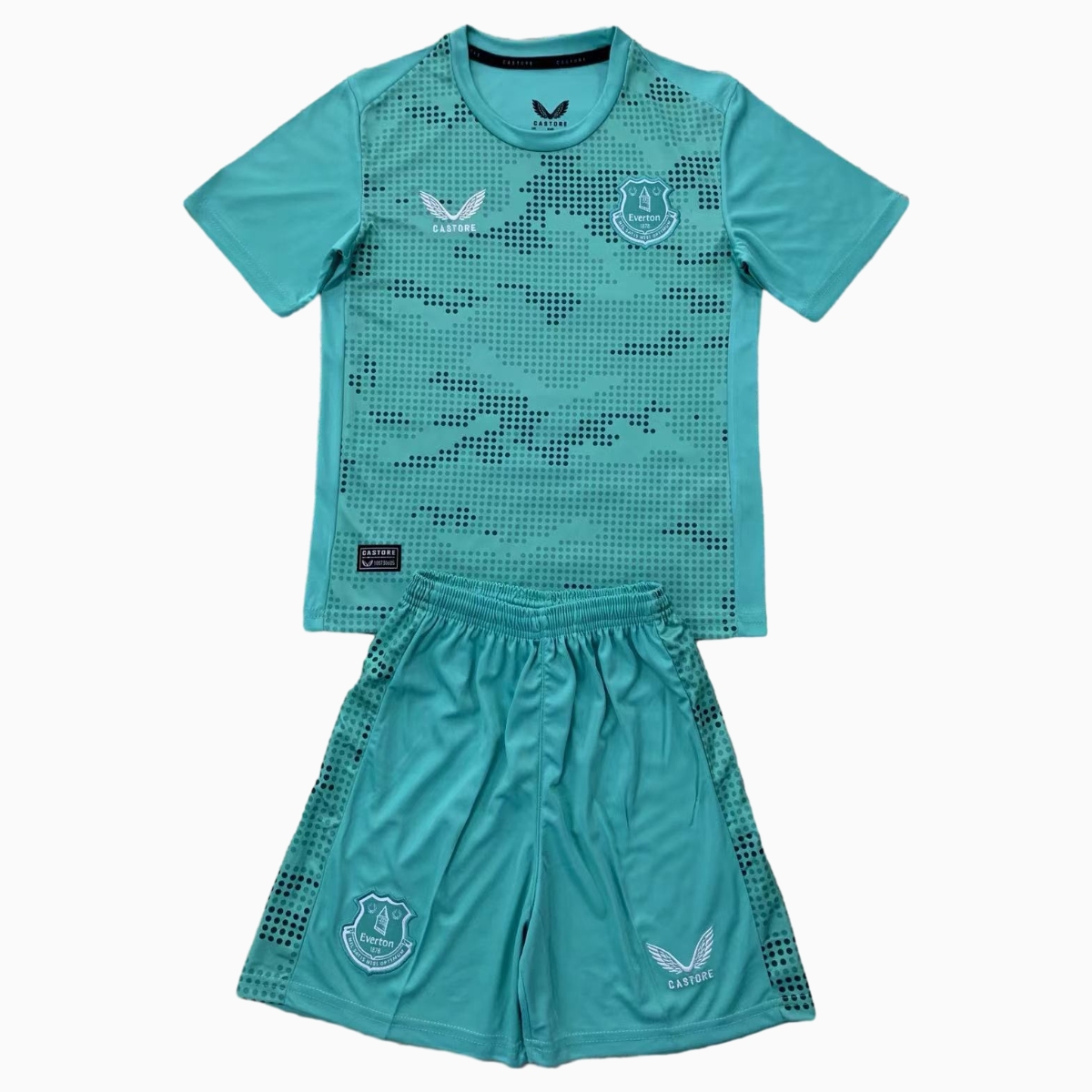 SIUjerseys-Everton 24-25 Lake Blue Goalkeeper Kids Kit