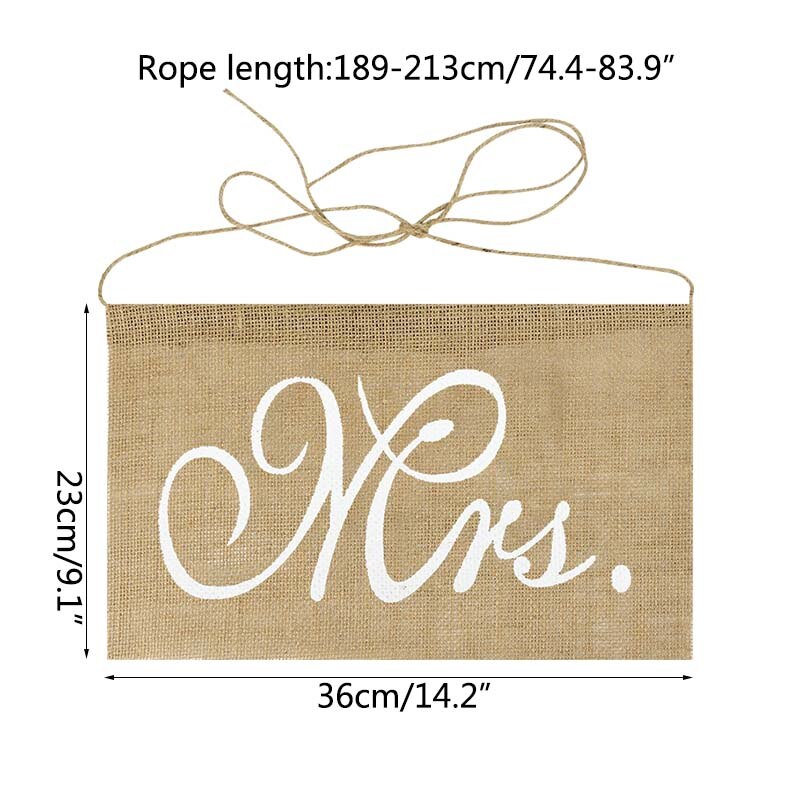 2Pcs/set Mr and Mrs Burlap Chair Banner Set Chair Sign Garland Rustic Groom Bride Burlap Photo Props Wedding Party Decoration