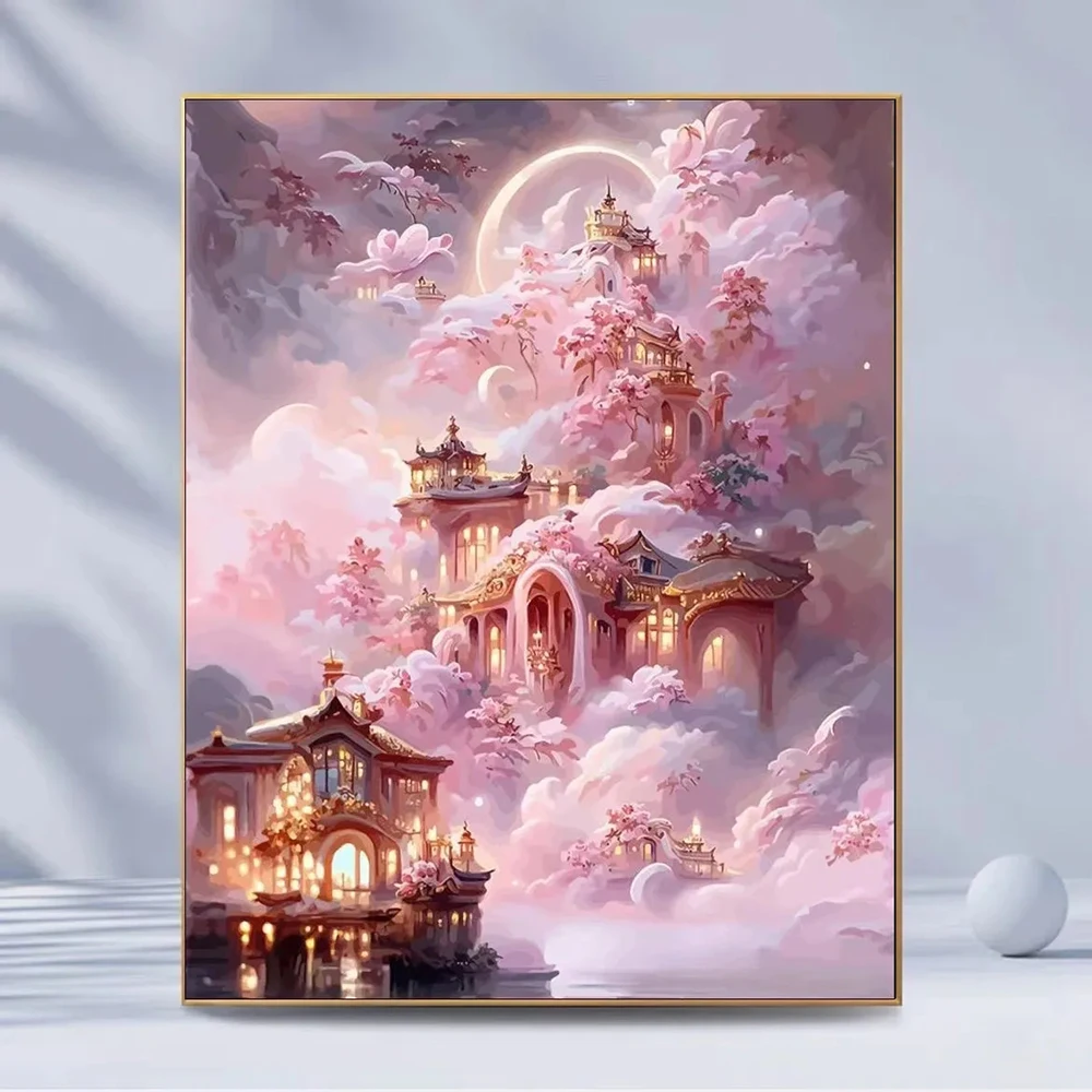 Rose Castle Scenic Spot Diamond Painting DIY Diamond Painting Sticker Diamond Cross Embroidery Bedroom Decoration Painting Gift