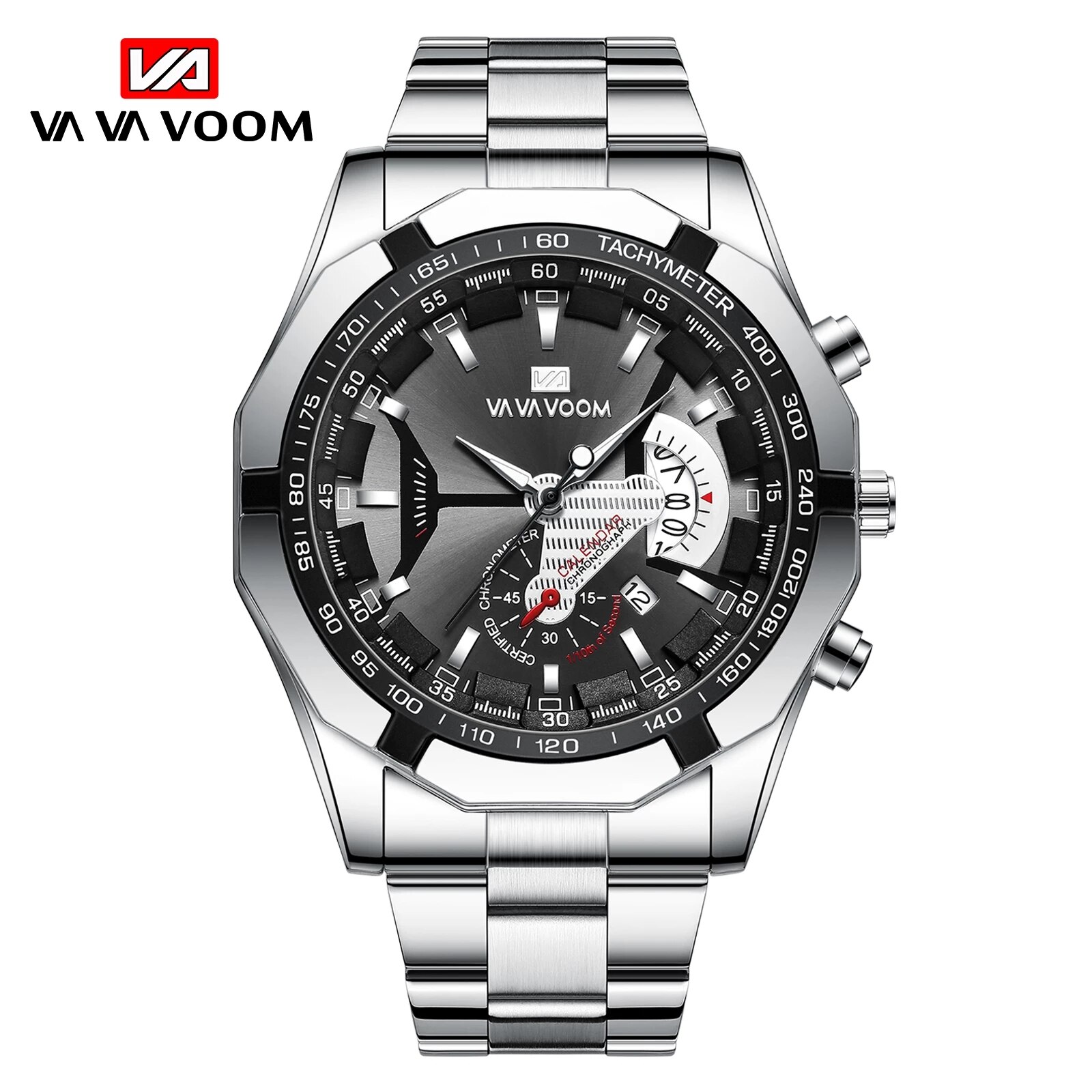 Fashion Vava Voom Top Brand Men Sport Full Stainless Steel Band Waterproof Casual Military Outdoor Sports Luxury Quartz Watch