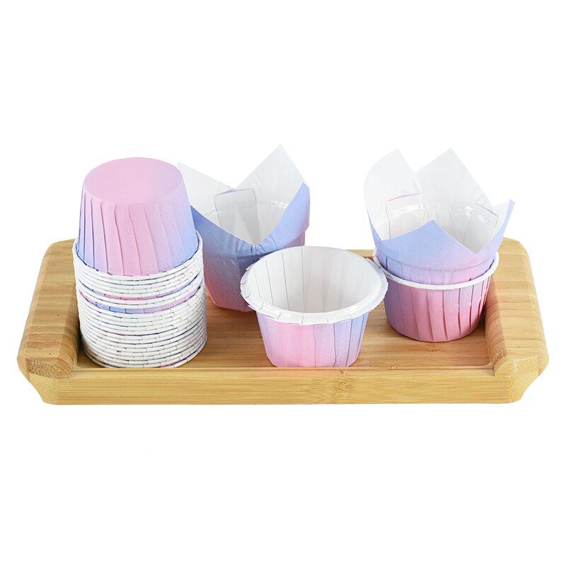 Gradient Paper Cupcake Decor Mermaid Birthday Theme Table Dessert Cake Rim Cup Purple Kids Boys GirlsHappy Birthday Party Decor