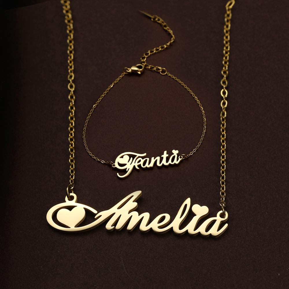 Lemegeton Stainless Steel Choker Custom Name Necklace For Women Personalized Customized Nameplate Jewelry Valentine's Day Gift