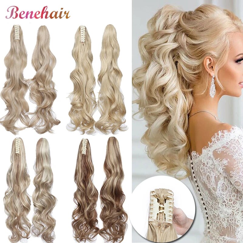 BENEHAIR Synthetic Fake Hair Ponytail Long Wavy Claw On Ponytail Clip In Hair Extensions Hair Extensions Hairpiece For Women