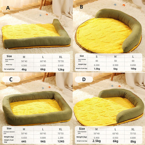 Cat Bed Cozy Kitten Lounger Cushion Round Yellow Cat Nest Mat