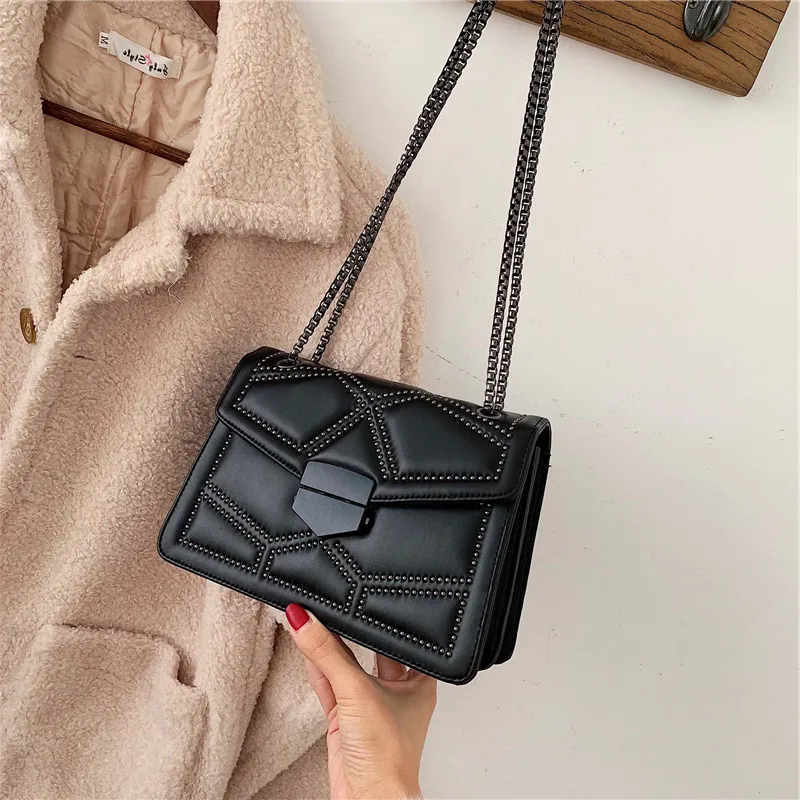 Rivet Chain Small Crossbody Bags For Women 2022 Shoulder Messenger Bag Lady Luxury Handbags
