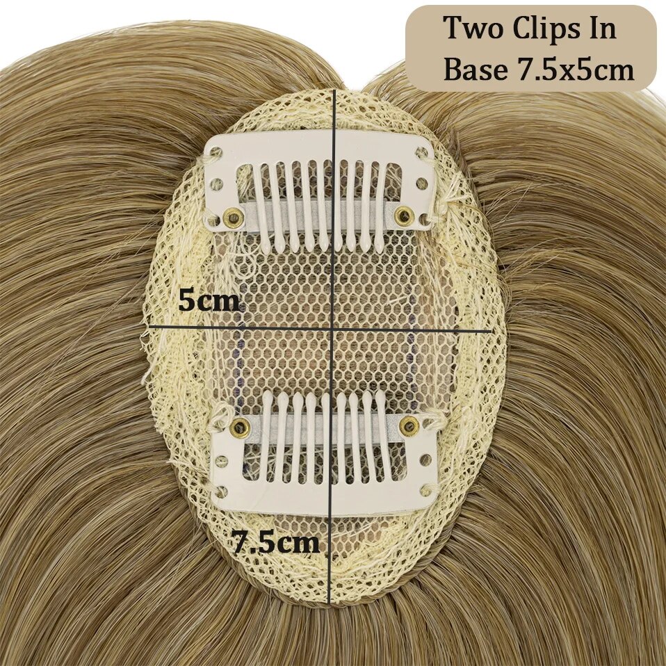 Benehair Synthetic Hair Topper 7.5x5cm Straight 2 Clips Center Part Hairpiece For Women Top Hair Pieces Clip In Hair Extensions