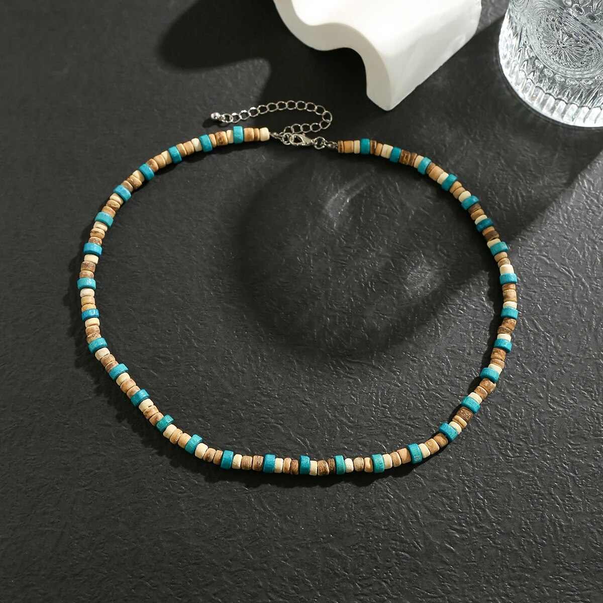 Trendy Small Wood Beads Necklace Men Vintage Short Beaded Chain Choker Necklaces 2023 Fashion Jewelry Collar on Neck Accessories