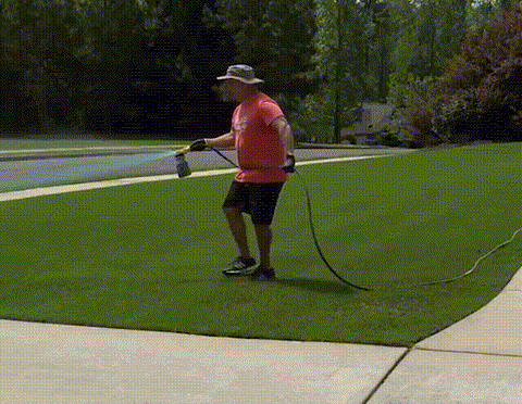 The Ultimate Solution For A Luscious Green Lawn! Are you tired of your lawn looking dull and lifeless? Do you envy your neighbor's green grass? Have you ever wondered how the professionals grow grass so quickly along highways and sidewalks? Our Lawn Spray System is the answer you've been looking for. Our unique formula combines green mousse and seed, making it simple to grow new grass in problem areas. With germination in just 4-7 days and full coverage in 17 days, you'll have a beautiful lawn in no time. Pro tip: One 2-ounce bottle mixed with water can cover up to 100 square feet of grass. For optimal results, repeat spraying weekly for a week.