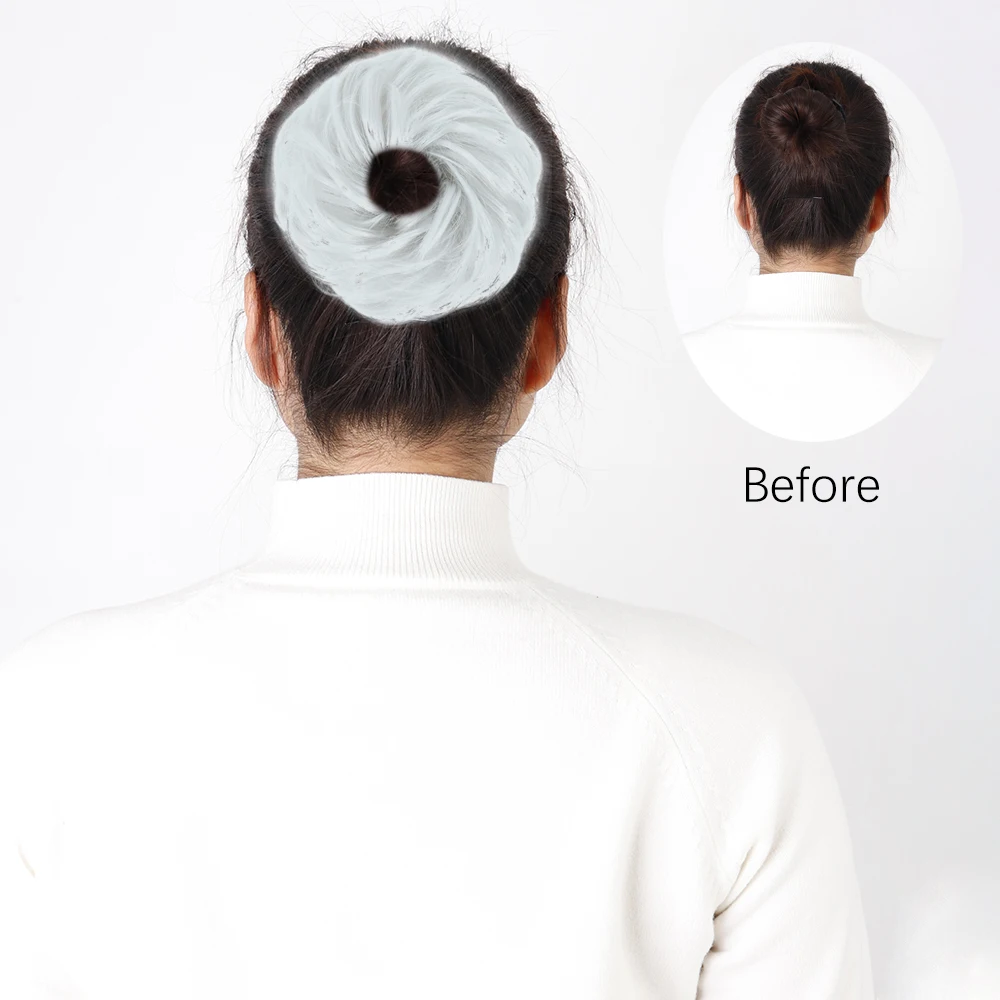 AZQUEEN Messy Bun Hair Extension Synthetic Elastic Band Curly Wave Chignon Scrunchies Donut Updo Hairpiece For Women