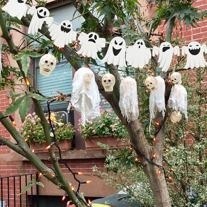 1Pcs Halloween Party Banner Pull Flags Ghost Pumpkin Bat Spider Pull Flag Haunted House Bunting Decoration