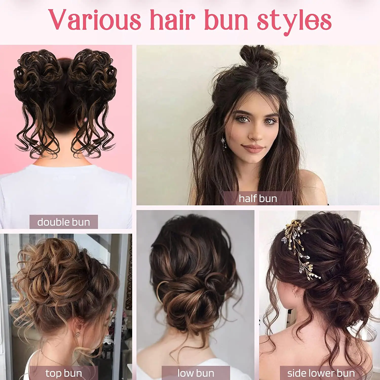 Messy Synthetic Chignon Donut Hair Bun Extensions Curly Hair Scrunchies Hairpieces Donut Updo Hair Pieces For Women Girls