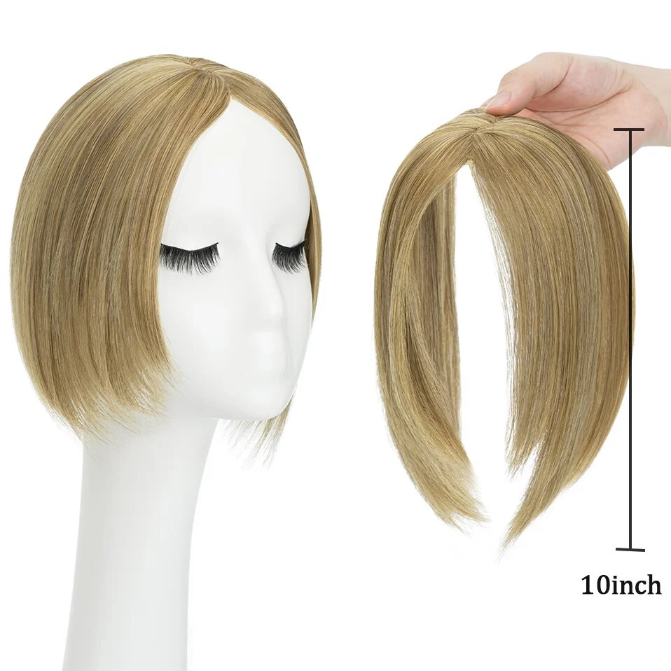 Benehair Synthetic Hair Topper 7.5x5cm Straight 2 Clips Center Part Hairpiece For Women Top Hair Pieces Clip In Hair Extensions