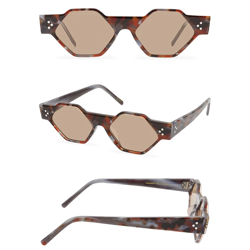 Belight Optical Colorful Matte Acetate Handmade Quality Irregular Women Men UV400 Protection with Case Oculos Sunglasses 9585