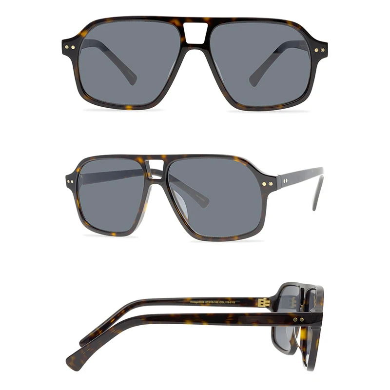 Belight Optical  Women Men UV400 Protection Pilot Shape Vintage Retro Acetate Yellow Lens Sunglasses  with Case Oculos 9556