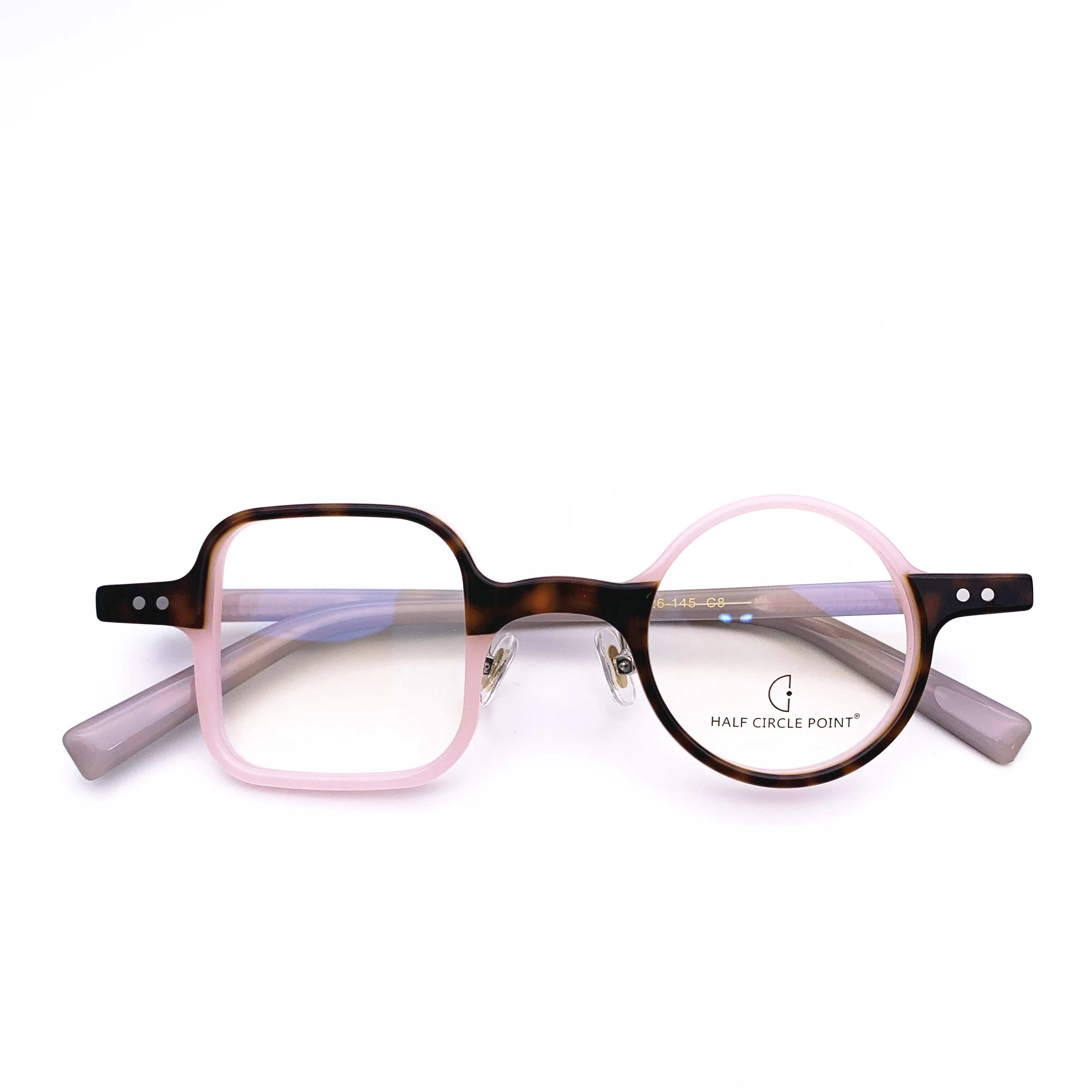 Belight Optical  Men Women Italy Mazzucchel Acetate Fancy Square with Round Design Spectacle Frame Precription Lens HP226-1