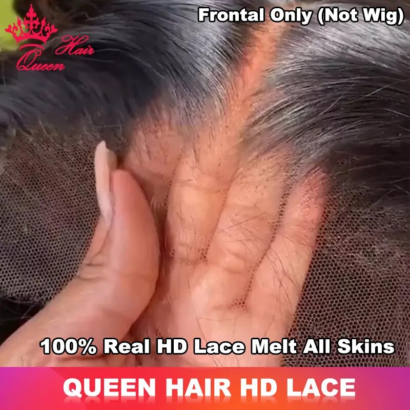 Queen Hair Real HD Full Frontal 13x6 13x4 Invisible Melt Skin Lace 4x4 5x5 6x6 7x7 Closure Raw Human Body Wave and Straight Hair