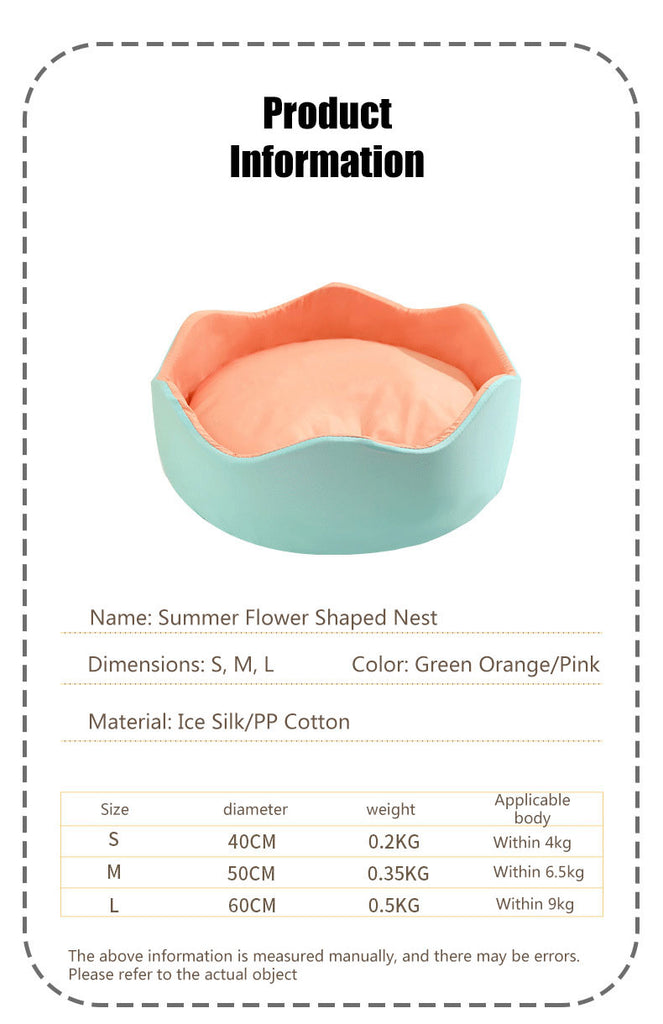 Cat Bed Summer Cool Flower Nest 2 Color Detachable Round Pet Nest