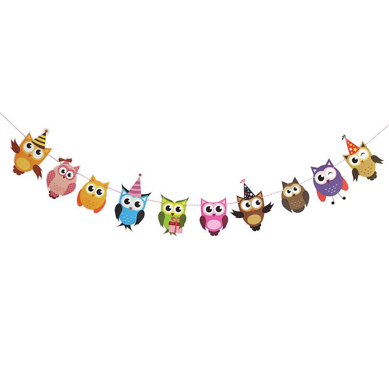 Owl pull flag children's birthday party decoration supplies festive decoration atmosphere layout animal string flag banner