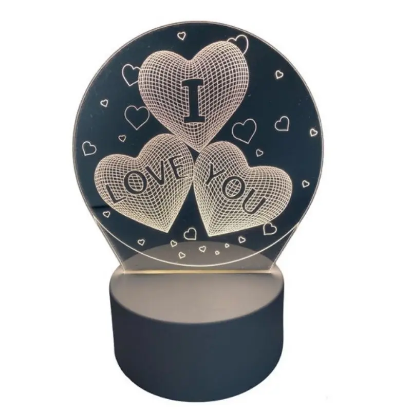 Table Lamp 3D Lampshade I LOVE U 4W 3 Colors
