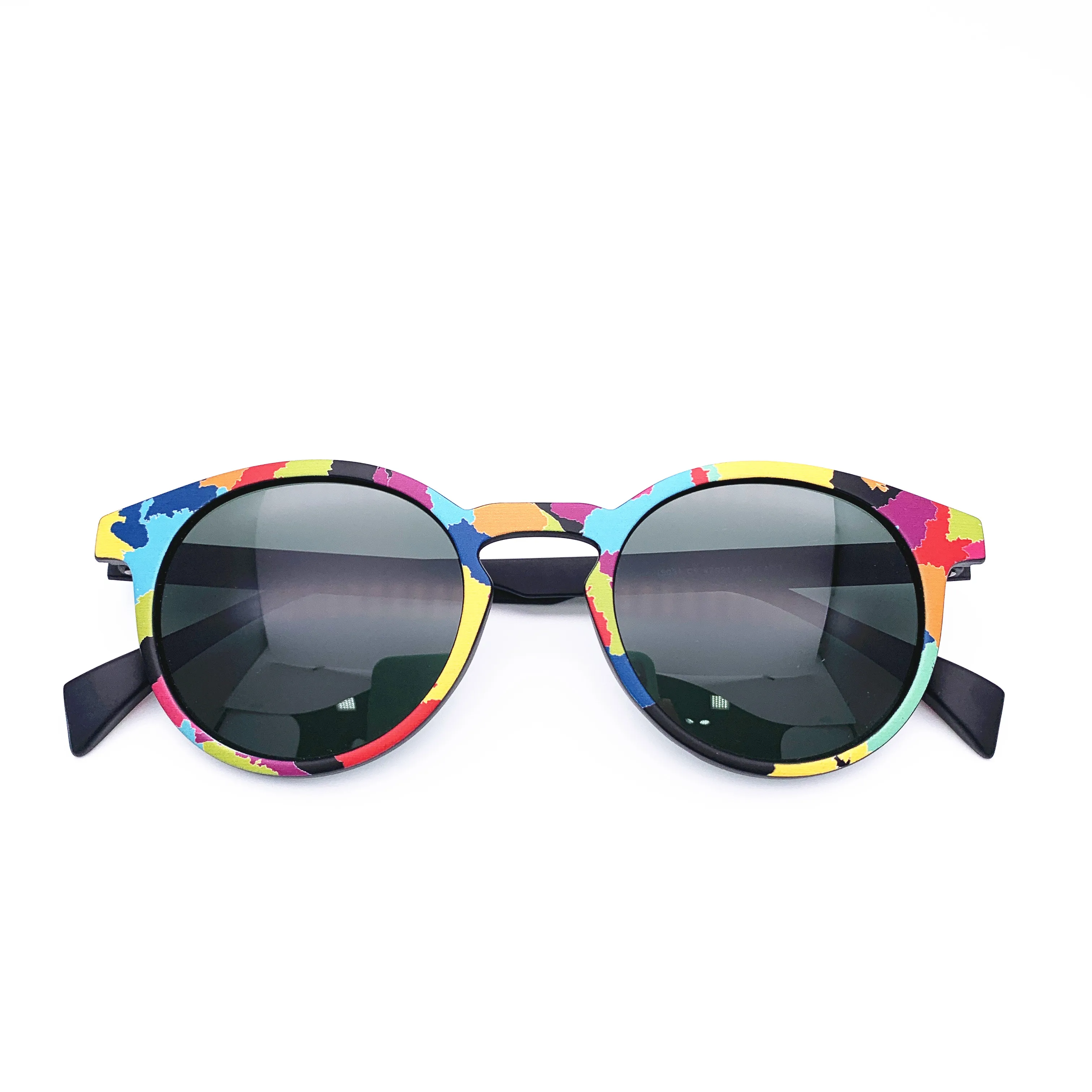 Belight Optical  3D Print Pattern TR90 Women Men Polarized Protection Round Vintage Retro Sunglasses  with Case Oculos IS031