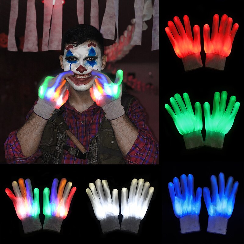 1Pair Neon Party supplies Fluorescent gloves Costume LED Light Up Hand Finger Halloween Dance Birthday Bar party Decor 