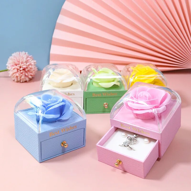 2022 Rose Jewelry Box New Macaron Color Flower Box Jewelry Packaging Box Spot Wholesale