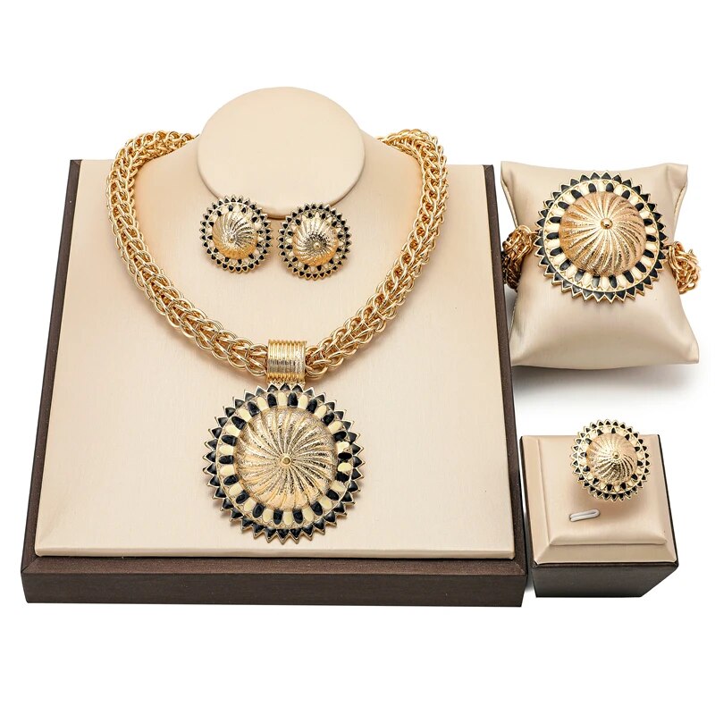 Bridal Gift African Beads Nigerian Wedding Jewelry Set Woman Fashion Dubai 18k Gold Plated Jewellery Sets Wholesale