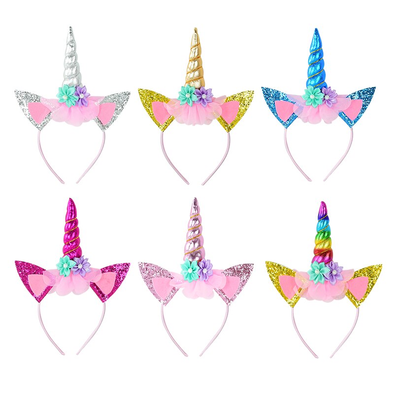 1pc Unicorn Headband Baby Shower Birthday Girl Headwear Party Hair Hoop Hairbands Children Hair Accessories Unicorn Party Decor