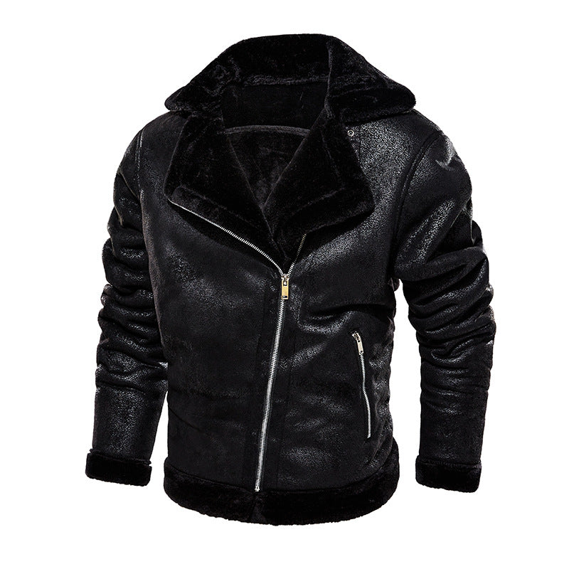 Leather Jackets Mens Faux Fur Jackets and Coats Fleece Lined Warm Bomber Parkas Winter Thermal Outerwear Windbreaker Fur Collar