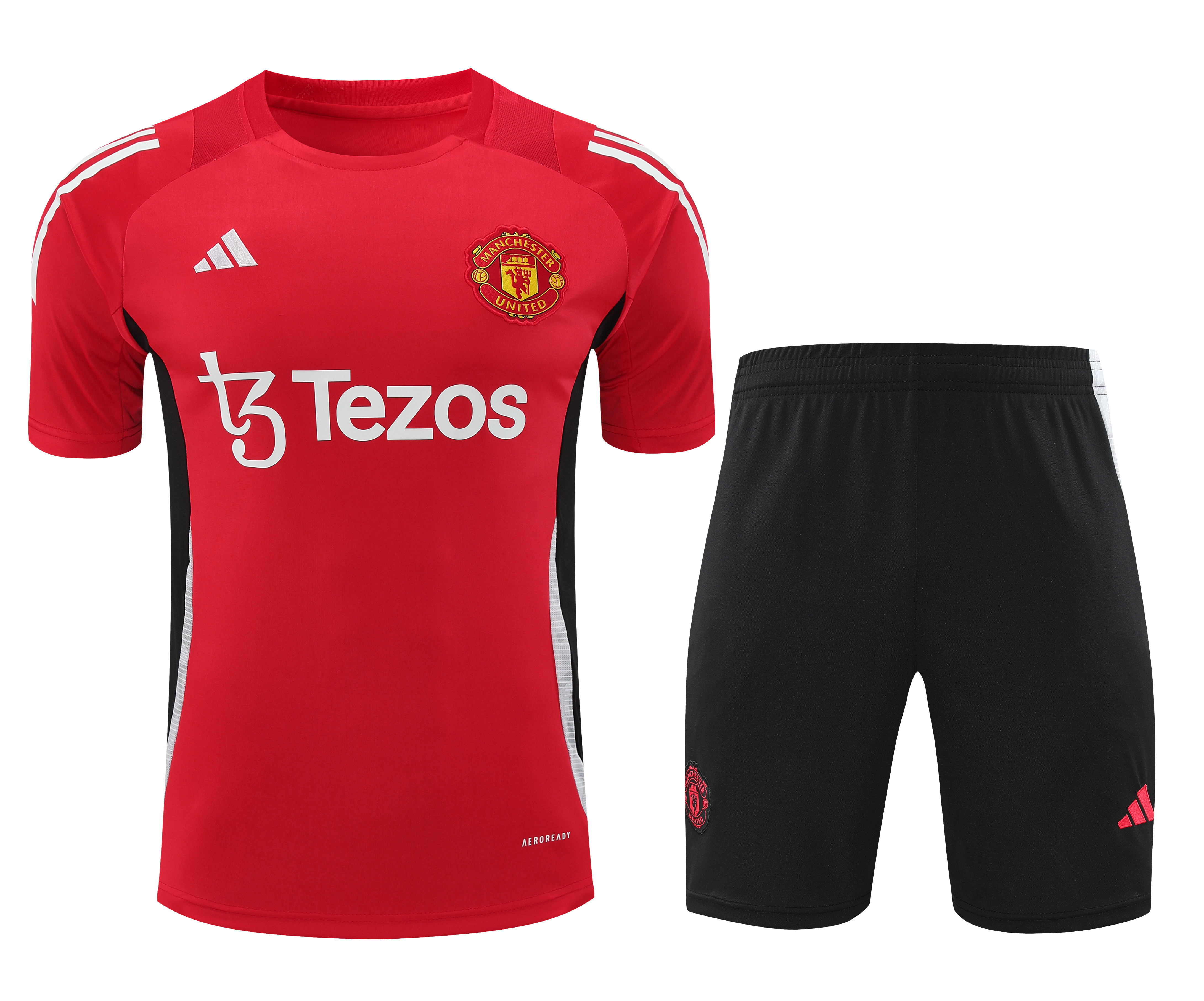 Manchester United 24-25 Short-Sleeve Training Kids Kit - Red Top and Black Shorts111