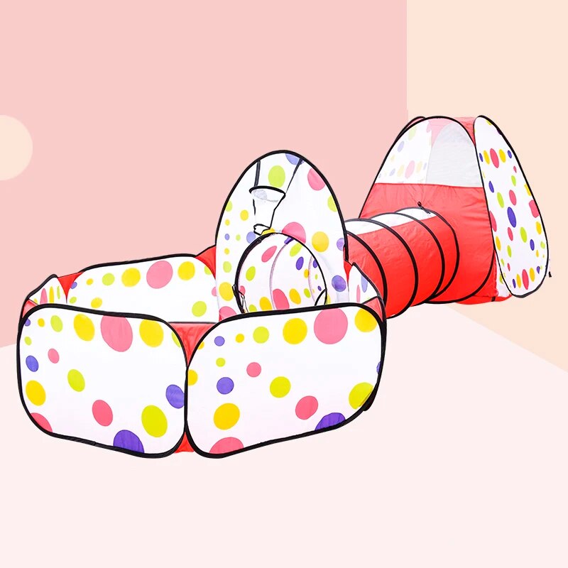 Oyun çadırı katlanabilir taşınabilir tünel üç parçalı Set sepet ile top havuzu çukurları kapalı/açık oyun evi oyuncaklar çocuklar çocuklar için