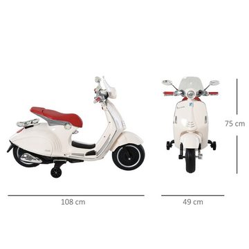 HOMCOM electric children's motorcycle children's vehicle with MP3 music lighting, 3-6 years, PP, white, load capacity 30 kg, (1 piece), 108L x 49W x 75H cm