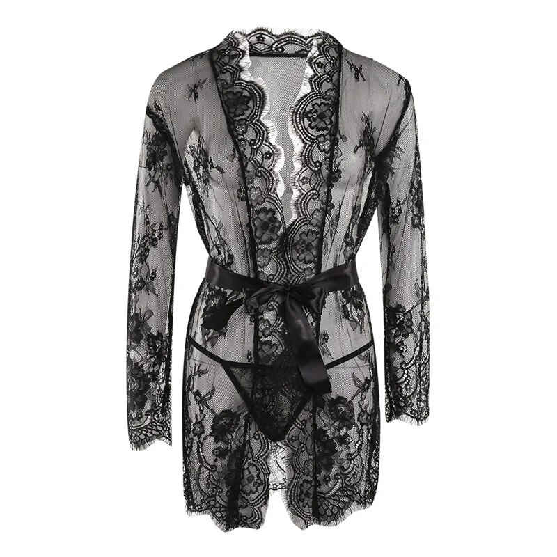 New Sexy Woman Plus Size Underwear Lace Ruffled Hollow Robe Babydoll Woman Underwear Pajamas Evening Dress Erotic Sex Clothes
