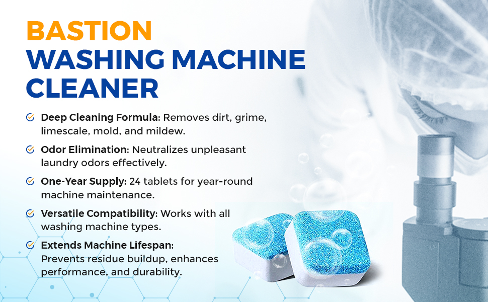 Washing machine cleaner tablets Bastion 24 count